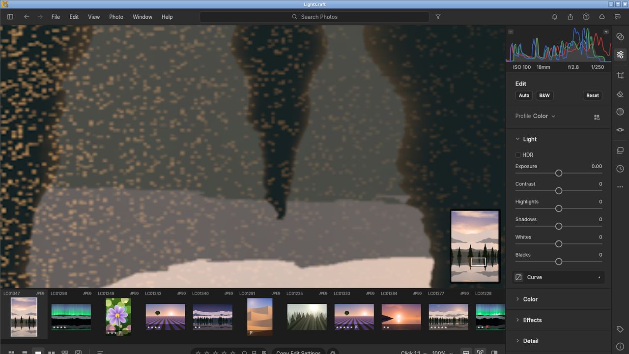 LightCraft window on Ubuntu 24.04